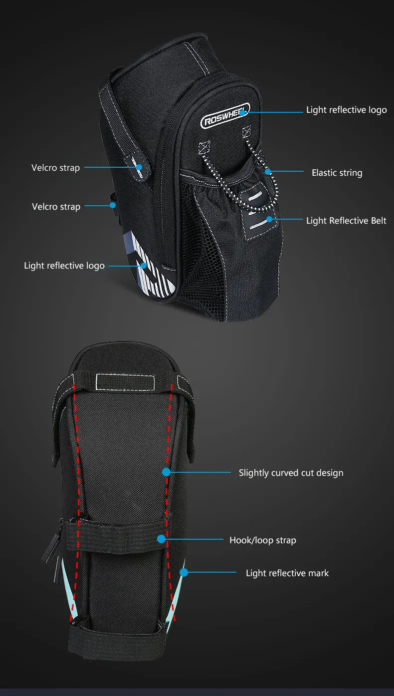 Perfect ROSWHEEL Bicycle Saddle Bag W/ Water Bottle Pouch or LED Tail Light Seat Post Storage Pannier Pack Bycicle Bolsa 131396 5 Perfect ROSWHEEL Bicycle Saddle Bag W/ Water Bottle Pouch or LED Tail Light Seat Post Storage Pannier Pack Bycicle Bolsa 131396 5