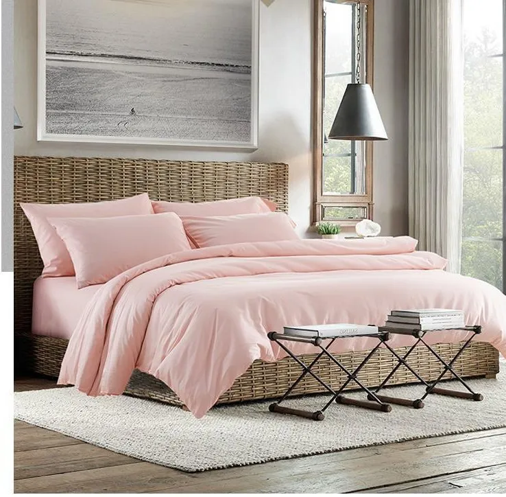 2015 100 egyptian cotton light pink bedding set sheets king queen light pink full sheet set