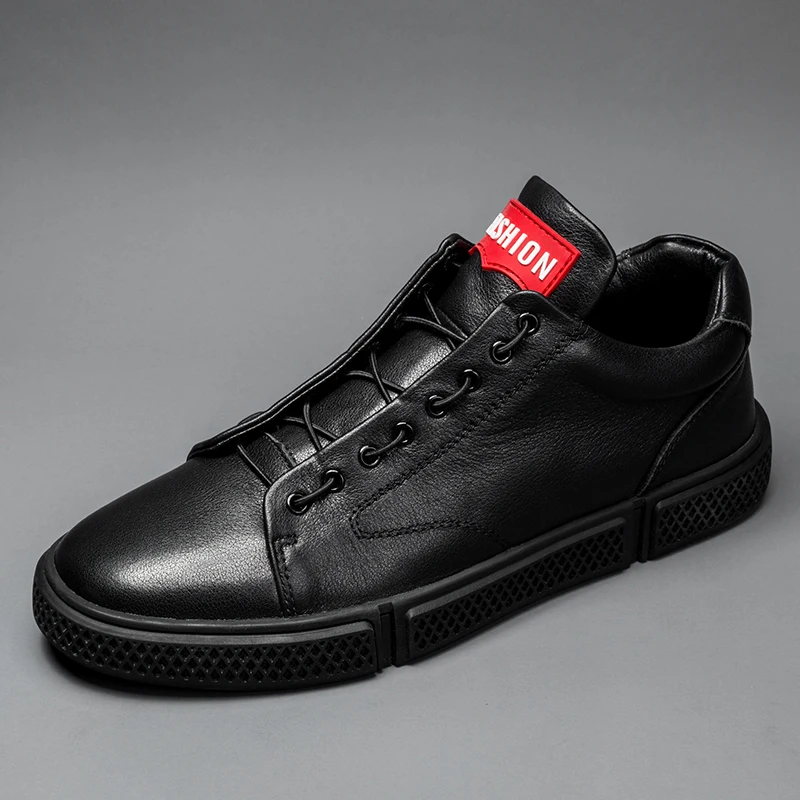 Мужская обувь; Уличная Повседневная модная дизайнерская обувь из натуральной кожи для мужчин; слипоны; лоферы; кроссовки; сезон осень; Мужская обувь; бренд N1 - Цвет: black