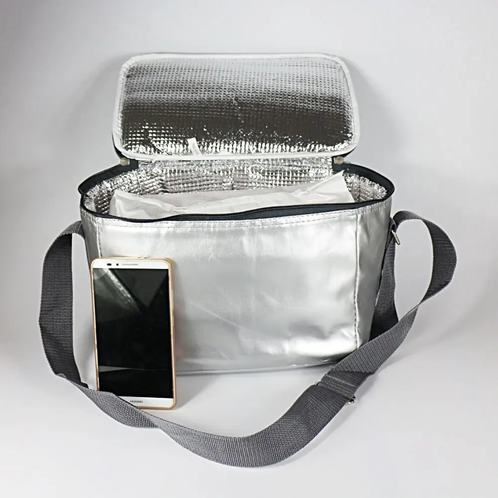 SANNEN PU leather high quality silver lunch cooler bag insulated food