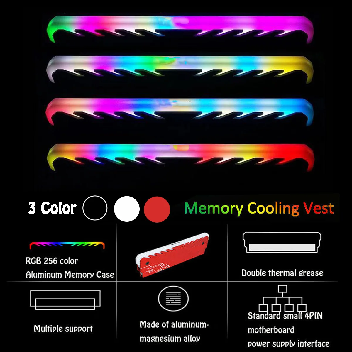 

Memory RAM Cooler Heat Sink Cooling Vest Fin Radiation Dissipate For DIY PC Game Overclocking MOD DDR DDR3 DDR4