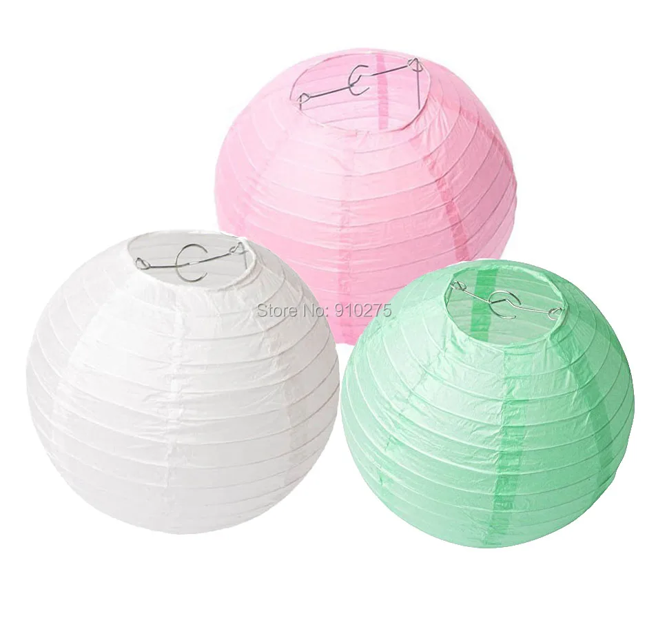 9 Pack White Pastel Pink Mint Green Paper Lantern Lamp Shades For