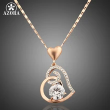 AZORA розовое золото цвет Stellux кристаллы сердце кулон ожерелье на День Святого Валентина подарок любви TN0009