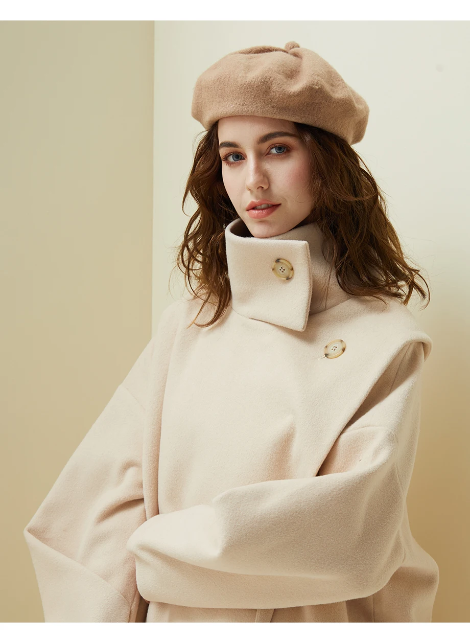 Women Knit Beret 100% Pure Wool Winter Warm Hat Female British Style Lady Painter Bonnet Hats Solid Color Beanie High Quality  (13)
