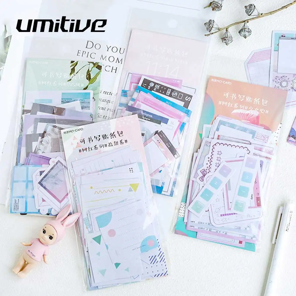 

Umitive 45pcs/pack Watercolor Writable Stationery Bullet Diary Paper Cute Stickers Scrapbooking Flakes School Supplies Random
