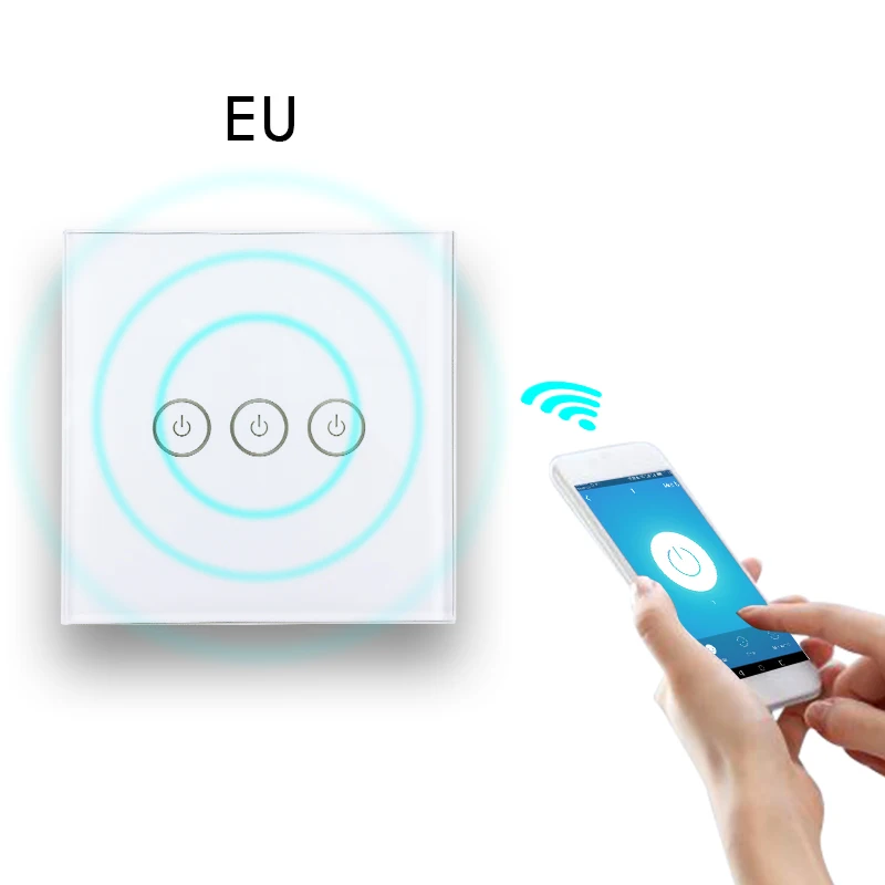 QIACHIP настенный переключатель смарт WiFi ЕС 3 банды управления Сенсорный экран