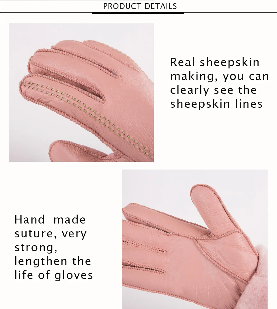 MPPM русские зимние женские перчатки 100% натуральная кожа овчина Зимние Перчатки Горячая теплая стильная полный палец дамские перчатки