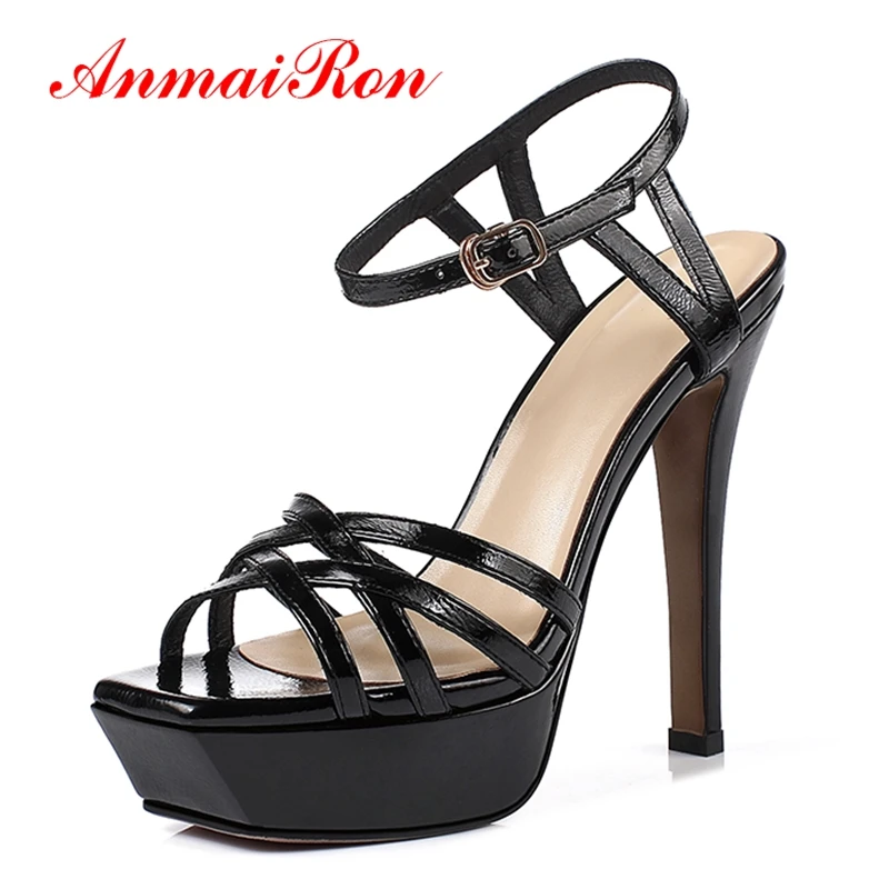 

ANMAIRON Microfiber Woman Sandals 2019 Summer Super High Platform Women's Shoes Basic Party Shoes Size 33-40 LY1296