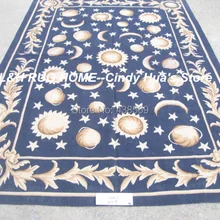 6'X9' ковры Французский Aubusson стиль ручной работы Новая Зеландия шерстяные коврики, оптовые цены Черный поле