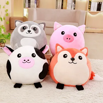 

1pc Cute 40x35cm Panda Fox Pig Cows Plush Toy Soft Stuffed Animals Cartoon Plush Pillow Cushion Kids Toy Birthday Gift Bed Decor