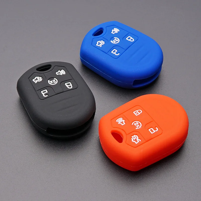 Silicone Car key Fob cap cover case Shell for ford Escape Focus C-Max Transit mustang Fusion remote 5 buttons Protective skin | Автомобили