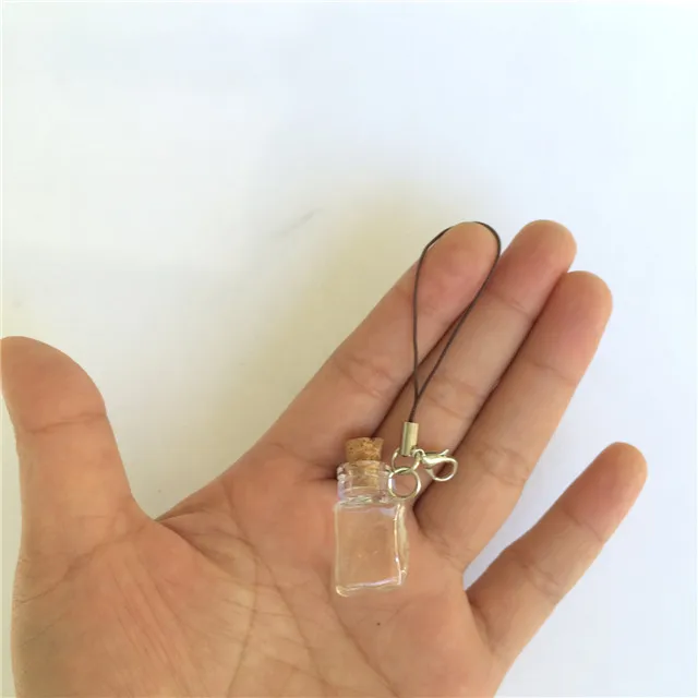 Mini Glass Bottles Pendants Key Chain Small Wishing Bottles With Cork Arts Jars For Bracelets Christmas Gifts Vial1
