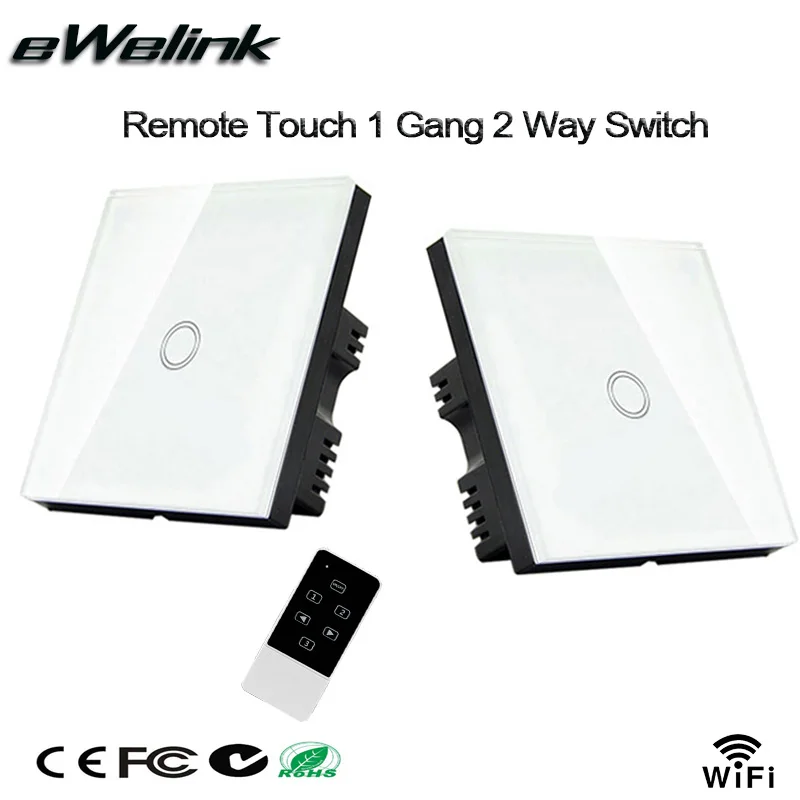 Prix pour Smart Domotique Standard de L'UE 1 Gang 2 Voies RF433 écran tactile wifi à distance control mur interrupteur compatible broadlink 2 pcs Prix pour Smart Domotique Standard de L'UE 1 Gang 2 Voies RF433 écran tactile wifi à distance control mur interrupteur compatible broadlink 2 pcs