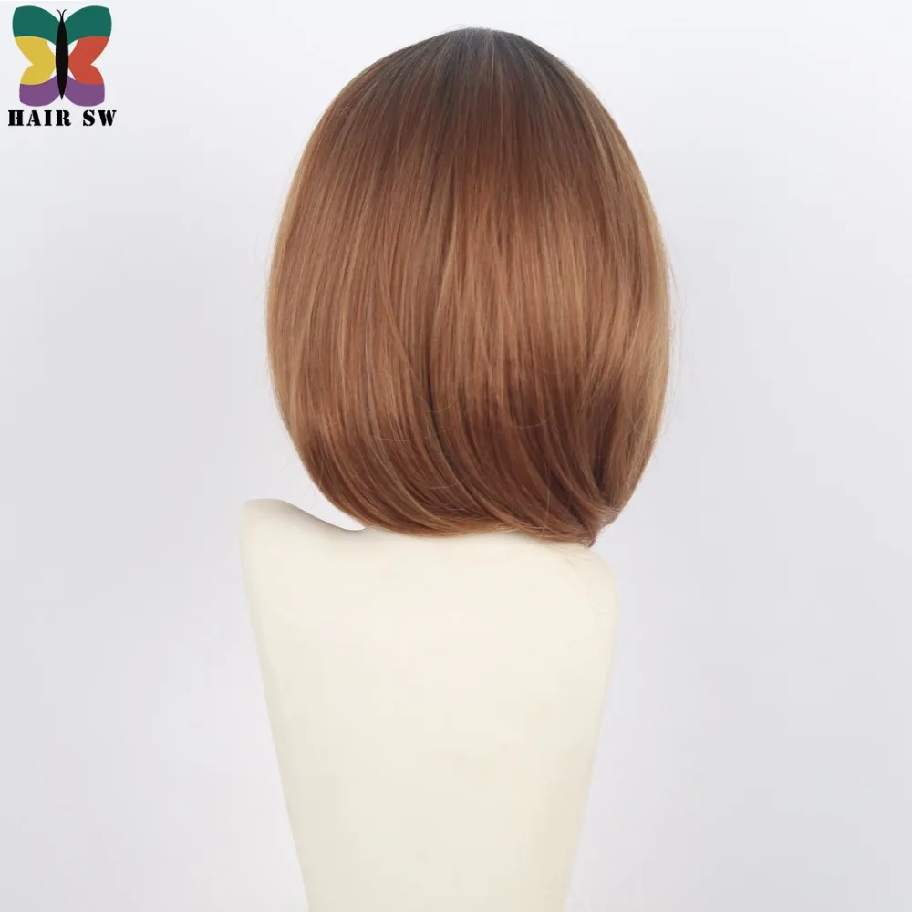 Волосы короткие боб Омбре синтетический парик коричневый с темными корнями средней части парики высокой температуры волокна для черных женщин