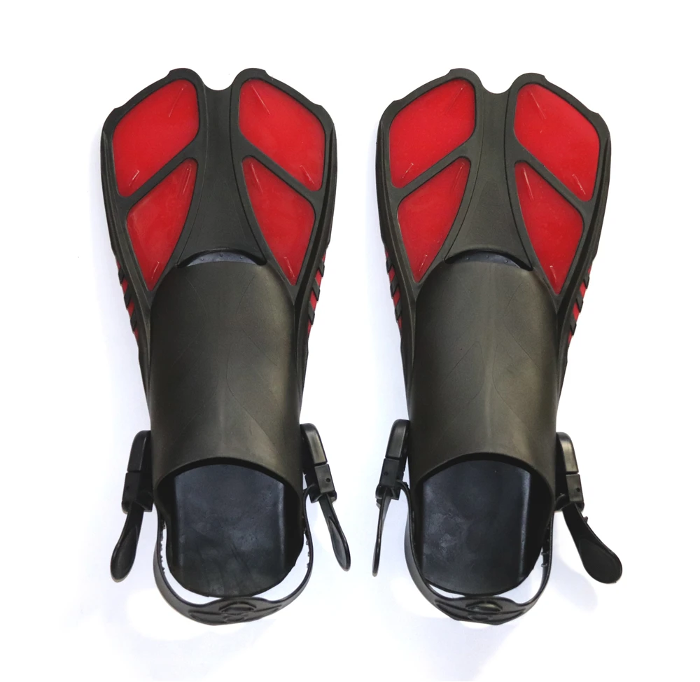 Ласты для взрослых Регулируемая плавающая лягушка обувь силиконовые профессиональные подводные команды Открытый Дайвинг подводное плавание ласты для дайвинга - Цвет: Красный