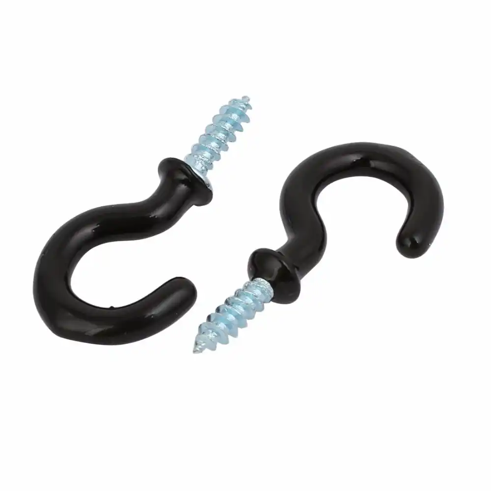 color negro Soportes para tazas 2 pulgadas FineGood con revestimiento de vinilo para uso interior y exterior ganchos de techo ganchos de tornillo en los ojos