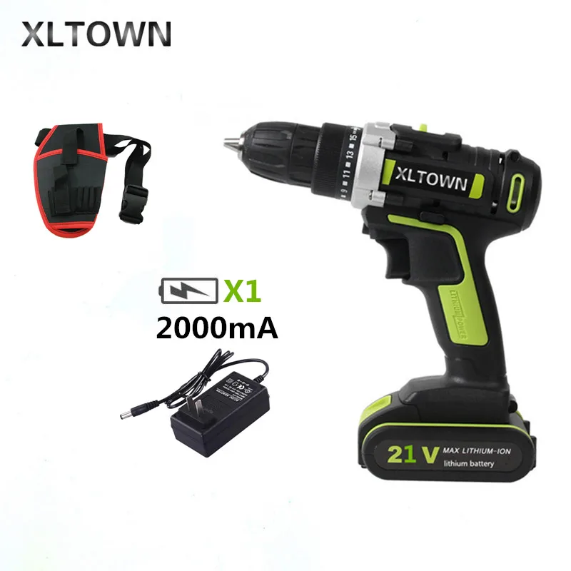 XLTOWNnew 21V 2000mA Electric Drill Large Capacity Lithium Battery Screwdriver Household Multifunction | Инструменты