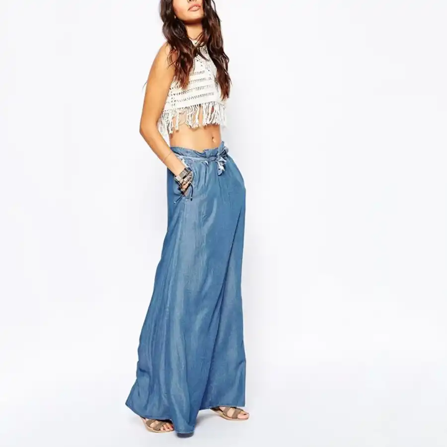 Floor Length Denim Maxi Skirt Ficts