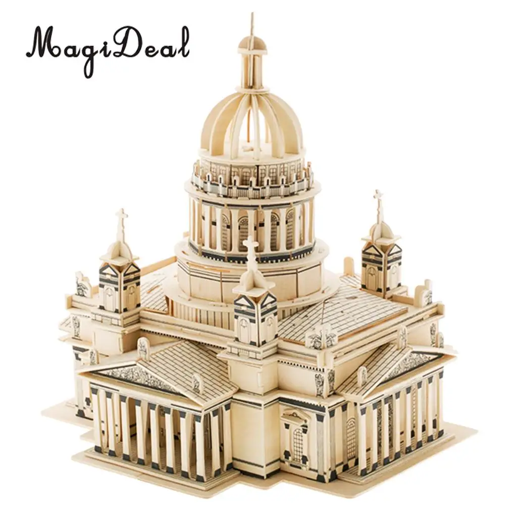 Wooden 3D Puzzle DIY Assembly Church Building Model Architecture Children Adult Puzzle Jigsaw Kids Toy Gift