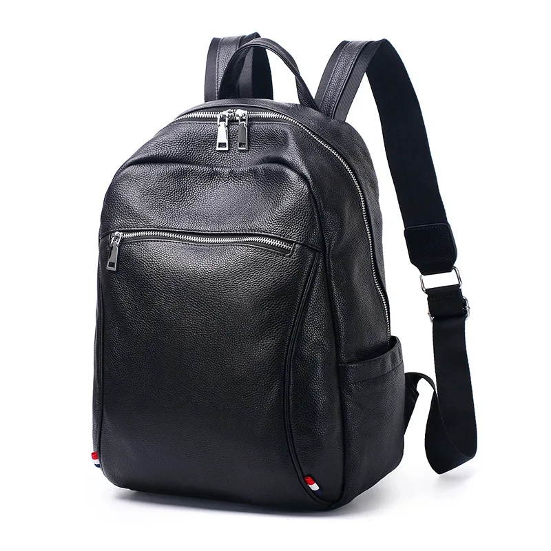 Черный модный мужской рюкзак из натуральной коровьей кожи, мужской деловой рюкзак для ноутбука, высокое качество, сумки для мальчиков-подростков