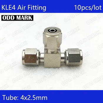 

Free shipping 10PCS/LOT Pneumatic Fittings 4mm to 4mm to 4mm Hose Pipe Quick Joint Coupling Connectors Nickel Plated Brass KLE4