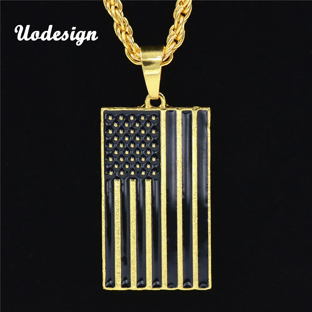 Uodesign American Flag Necklace Men Jewelry Extend Chain New Hipster