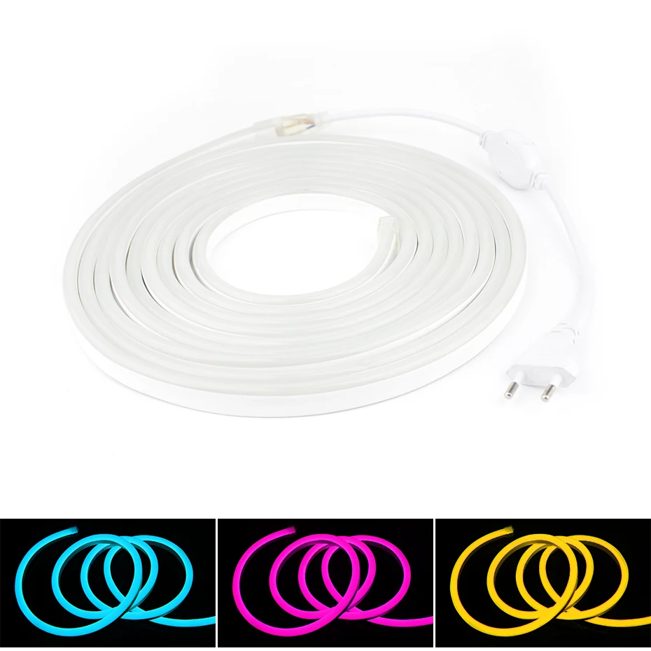 

220V Neon Light 120leds/meter Neon Ribbon LED Strip Light RGB Tape Diode IP68 Waterproof Flexible Fita LED Light Strip