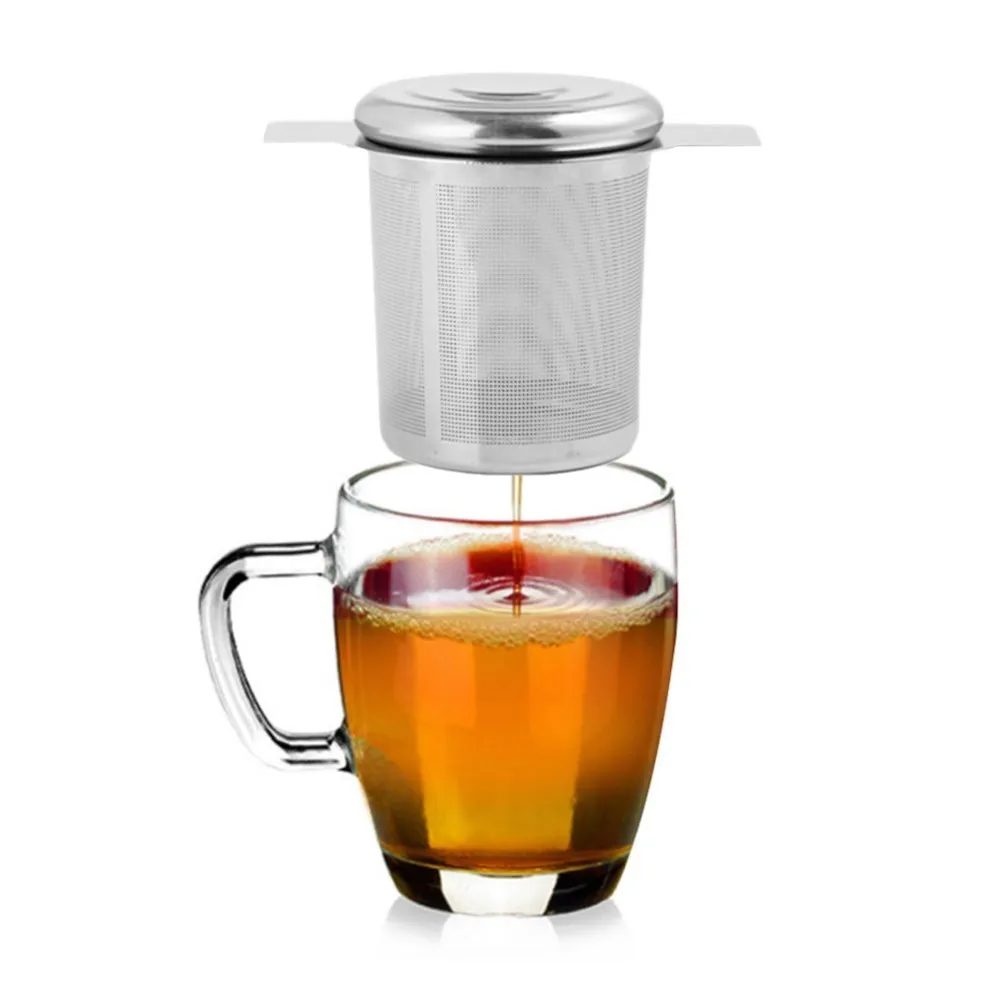 

Tea Strainers Stainless Steel Two Handles Eco-fridenly Tea Coffee Filters Tools Accessories Fine Mesh With Tea Strainer Lid