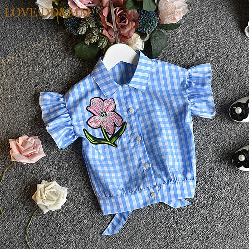 LOVE DD& MM/Одежда для девочек; рубашка; Новинка года; модная однобортная рубашка в полоску с вышивкой для девочек