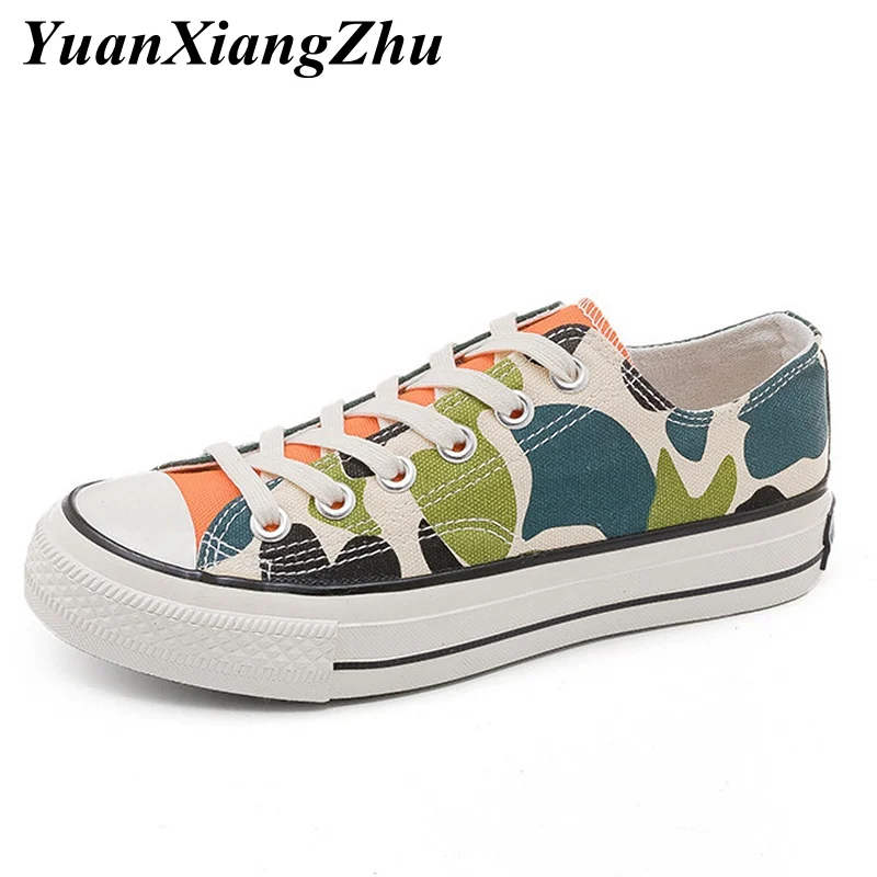 

2019 New Camouflage Women Canvas Shoes Fashion Korean Flat Casual Shoes Woman Sneakers Summer Breathable Girls Vulcanized Shoes