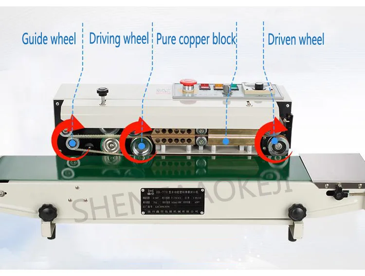 Continuous 220 v/110 v машина для непрерывной запечатывания пленки 80W Упаковка из полиэтиленового пакета машина ленточный запайщик; Горизонтальная