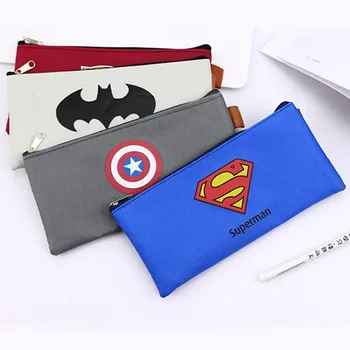 

Cartoon Supurman Batman Transparent Canvas Cosmetic Bag Make Up Bag Toiletry Kit Women Trend Travel Makeup Bag Necessarie