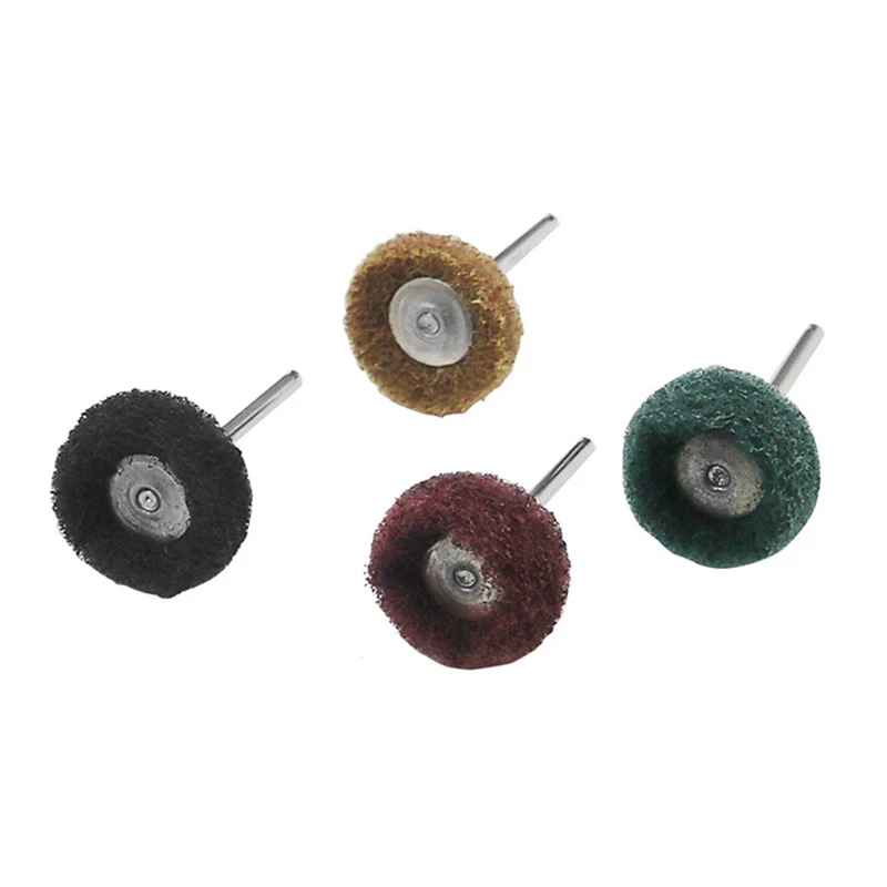 80pcs Mini Brush Scourer Abrasive Wheel Fiber Grinding Sanding Head Buffing Polishing Wheel For Dremel