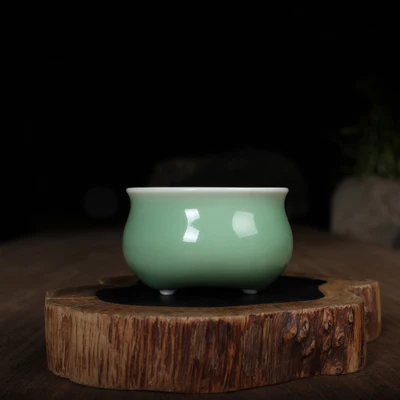WIZAMONY 8 шт. Китайский Longquan Celadon фарфоровые КИТАЙСКИЕ чашки и чайное блюдце чаша для чая 60 мл китайский заварочный чайник Celadon Crackle чайные чашки - Цвет: Di Kiln Powder Green