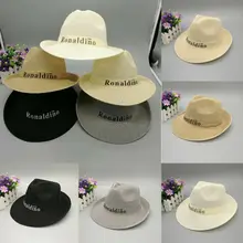 Мужские модные соломенные шляпы с буквенным принтом в ковбойском стиле, твердая шляпа с полями, солнце, ковбойский джаз шляпа