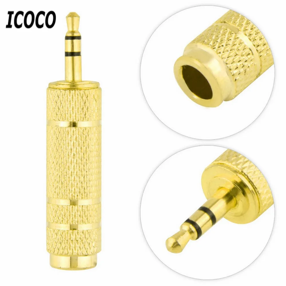 

ICOCO 3.5mm Male to 6.5mm 1/4" Female Jack Plug Stereo Headphone Microphone Audio Adapter Converter AV Gold Plated