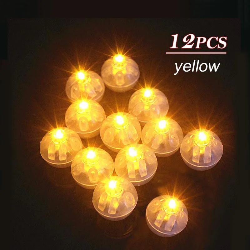 12 шт./лот, светодиодные шары, круглые шары, тумблер, светящиеся огни, светящиеся бар, Рождественские Свадебные декоративные лампы, фонарь, светодиодный шар - Цвет: yellow