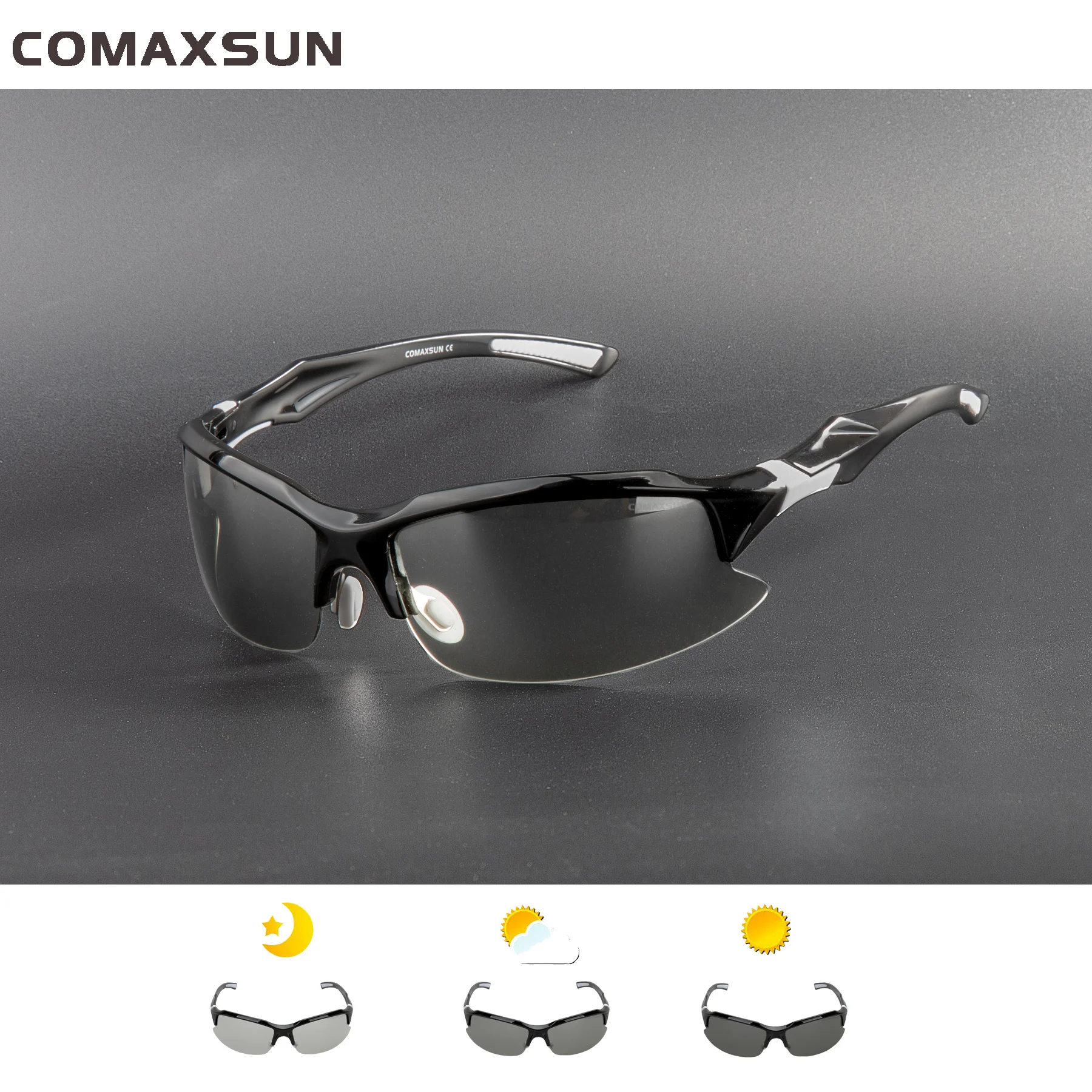 COMAXSUN, профессиональные фотохромные поляризационные велосипедные очки, велосипедные очки, MTB, спортивные, велосипедные солнцезащитные очки, близорукость, оправа, UV 400
