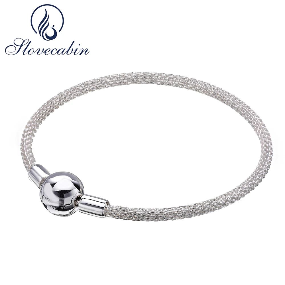 

Slovecabin 2017 Winter New Design 925 Sterling Silver Mesh Charm Bracelet For Women DIY Jewelry Bracelet Pulseras Christmas Gift