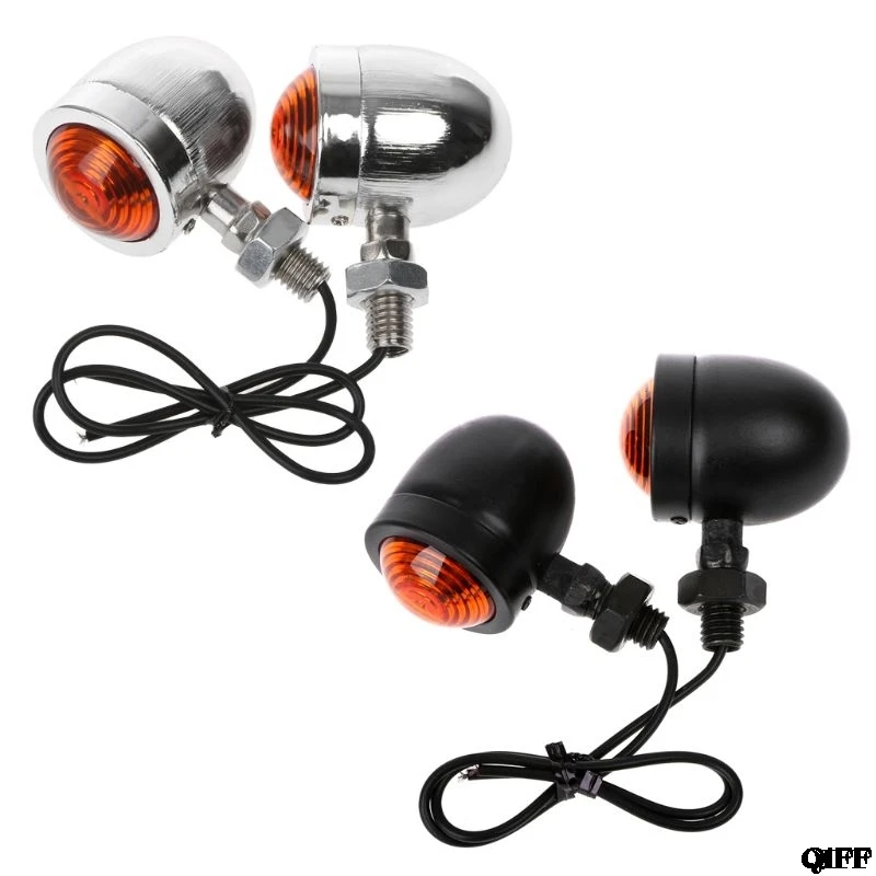 

1 Pair Motorcycle Turn Signal Indicator Light Amber Motorbike Blinker Headlight 12v Indicator lamp Bullet Chrome MAY06