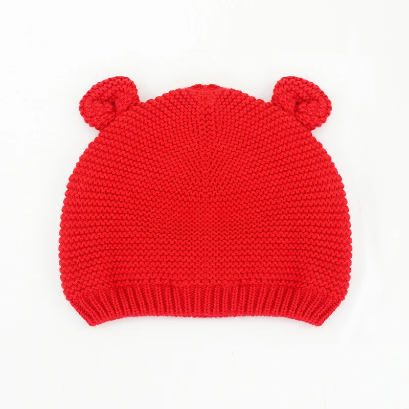 Cotton Cute Baby Beanie Bear Ears Knitted Beanie Hat For Girls Cartoon Infant Toddler Boys Hat Double Layer Crochet Hat Autumn (6)