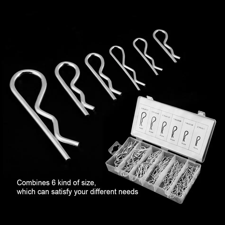 150pcs R Cotter Pin Tractor Pin Clip Assortment Wave Type Cotter Pin 6