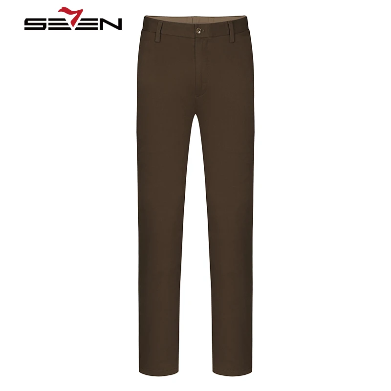 Seven7 бренд демисезонный Мода тонкий прямой для мужчин повседневные штаны для мужчин хлопок мужской мотобрюки плюс размеры 113S80080 - Цвет: Brown