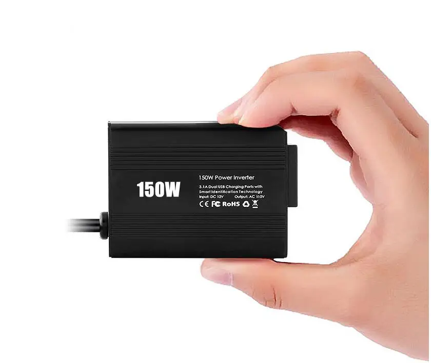 

Rectangle Car Inverter 150W DC 12V to AC 110V Power Inverter Charger Converter Sturdy and Durable Vehicle Power Supply Switch