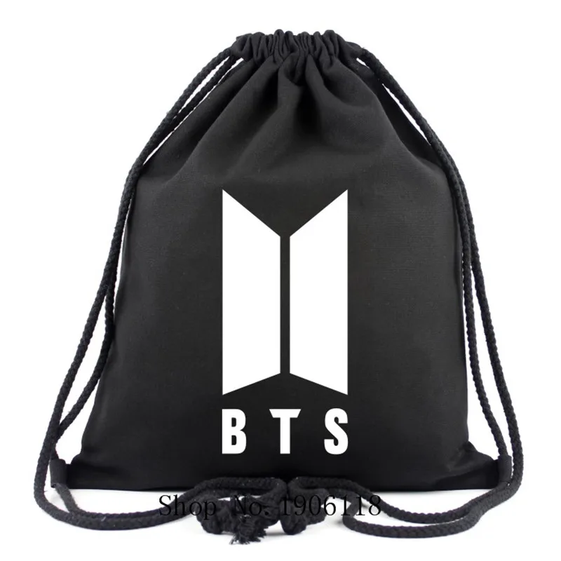 2017 Kpop BTS New Logo Door ARMY Canvas font b Drawstring b font font b Bags