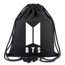 2017 Kpop BTS New Logo Door ARMY Canvas font b Drawstring b font font b Bags