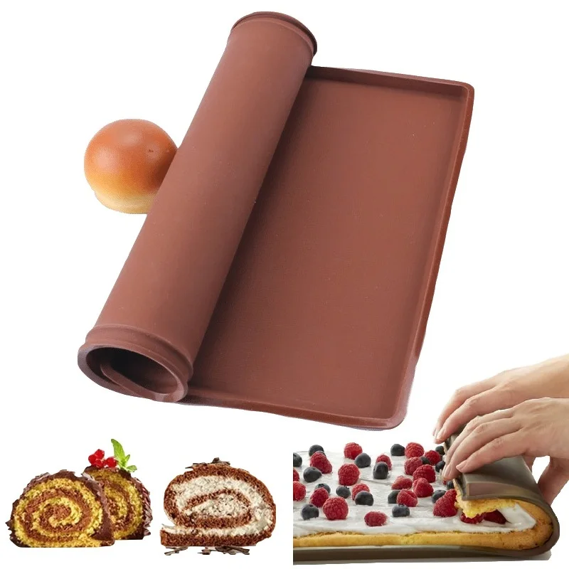 

1pc Non-stick Silicone Oven Mat Cake Roll Mat Baking Mat Functional Baking Macaron Cake Pad Swiss Roll Pad Bakeware Baking Tools