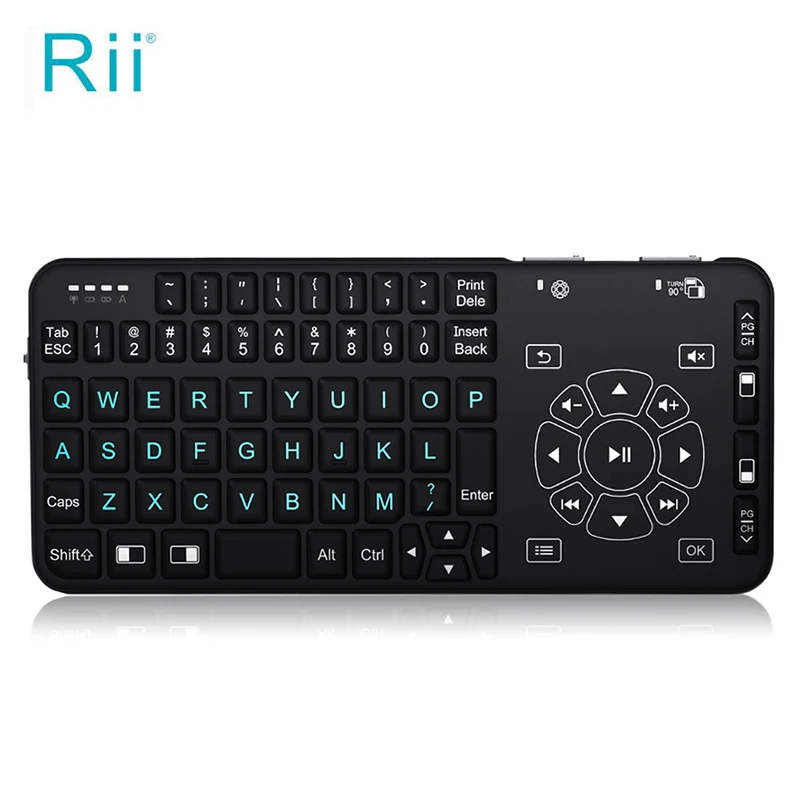 

Rii Mini i4 2.4GHZ Wireless Handheld Remote Multimedia Touchpad Mini QWERTY Keyboard and Touchpad Combo Support Backlight For PC