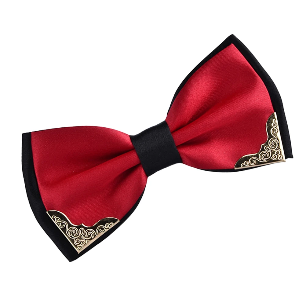 Мужская модная классическая одежда Двойной Золотой металлический галстук-бабочка двухслойный галстук-бабочка(красный) галстуки-бабочки для мужчин Свадебная вечеринка Декор для одежды