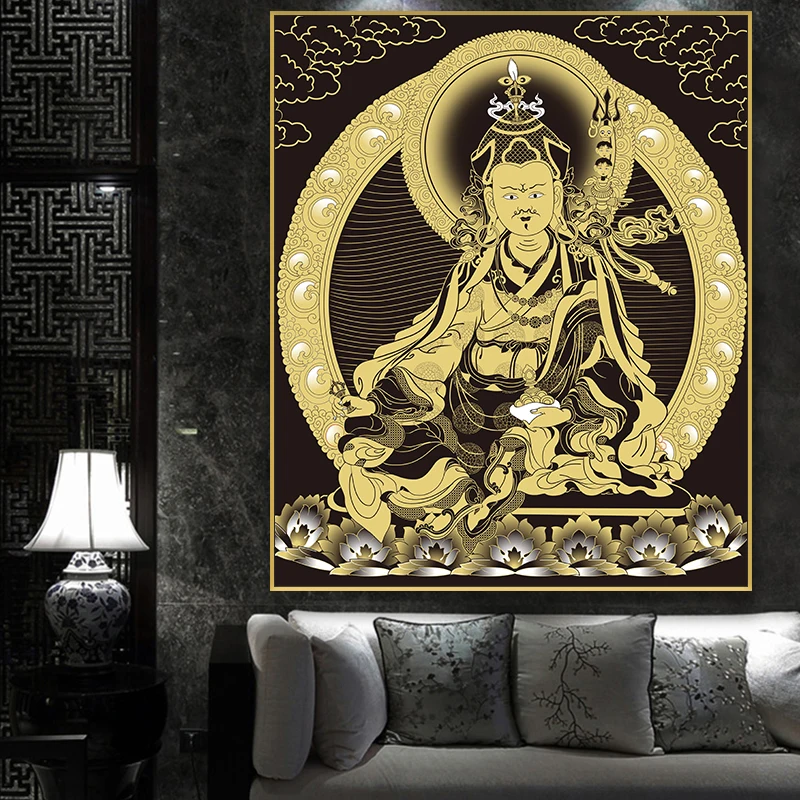 Картина будды Thangka Индия китайская религия мастер Padmasambhava холст печать живопись плакат Искусство Настенная картина домашний декор